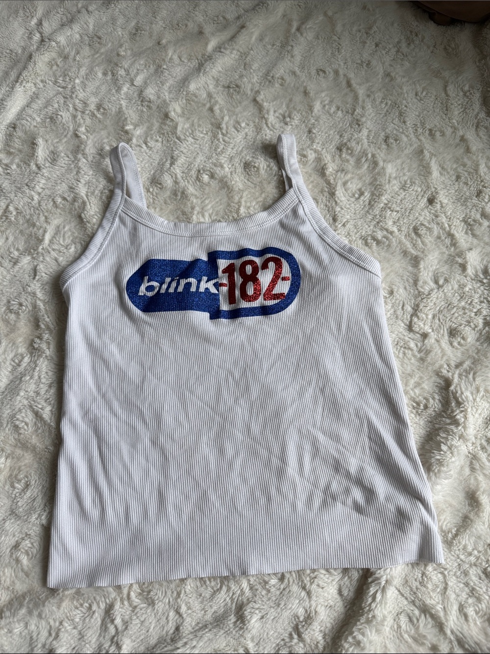 NBD White Ribbed Tank Top with Spaghetti Straps